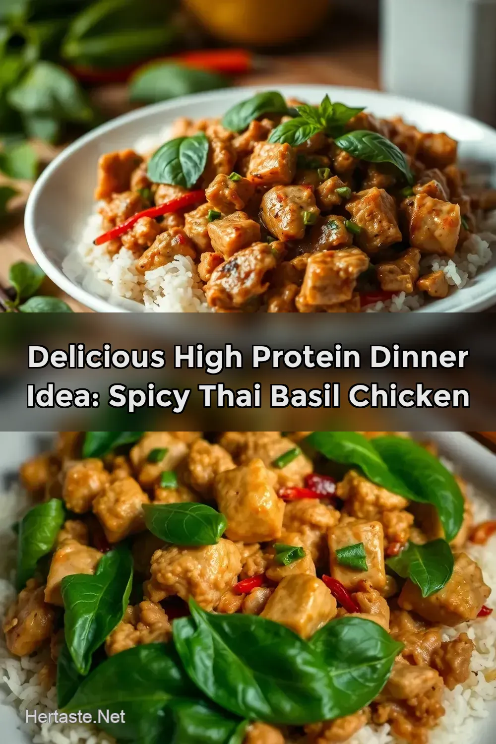 Delicious High Protein Dinner Idea: Spicy Thai Basil Chicken