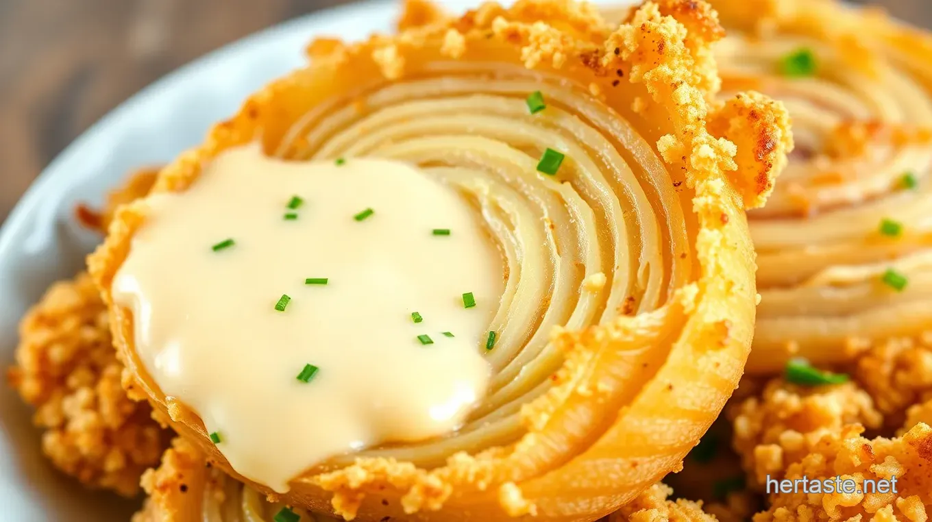 Healthy Blooming Onion with Chilli Cheese Sauce