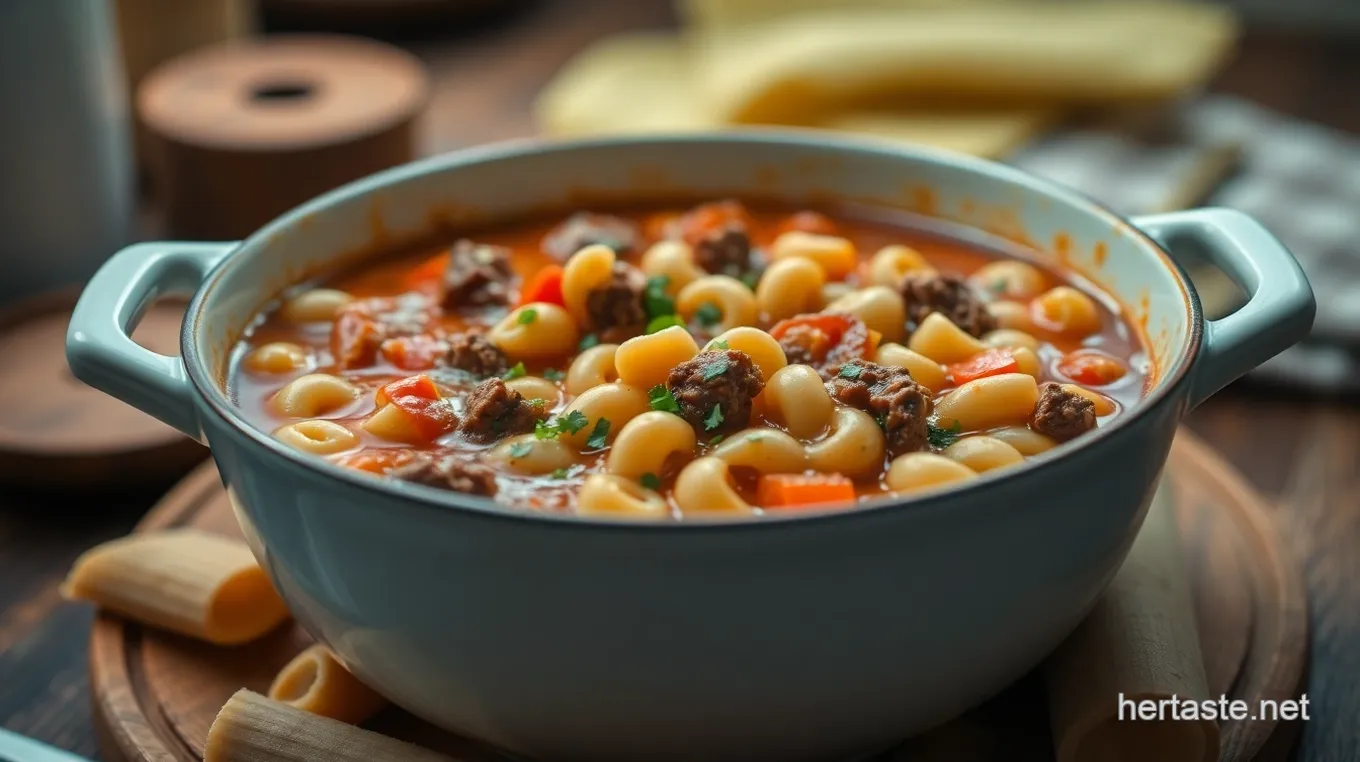 One Pot Macaroni Cheeseburger Soup