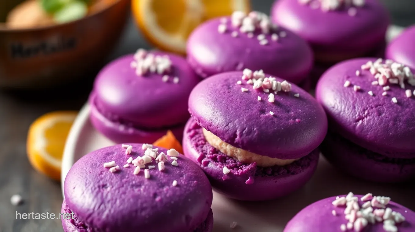 Vibrant Ube Macarons