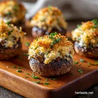 Foolproof 3Cheese Stuffed Mushrooms with Crispy Panko Topping