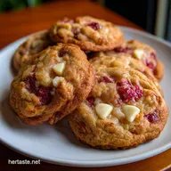 White Chocolate Raspberry Cookies with Brown Butter Base