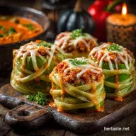 Cheesy Stuffed Pepper Mummies Hearty Halloween Dinner Centrepiece