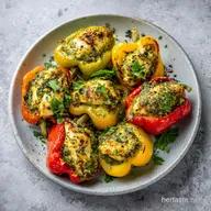 Chicken Pesto Stuffed Peppers: Creamy and Tender