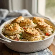 Chicken Pot Pie with Biscuits: Creamy and Golden