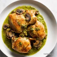 Creamy Garlic Mushroom Chicken Thighs Pesto Pop Easy