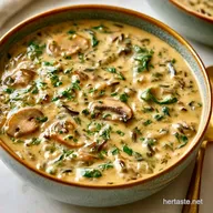 Creamy Mushroom and Spinach Soup with Wild Rice