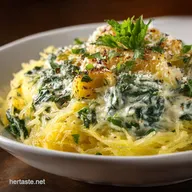 Spinach Artichoke Spaghetti Squash Alfredo LowCarb Comfort Swap