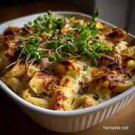 Creamy Spring Pasta Bake with Crisp Topping