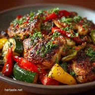 Crispy Mediterranean Air Fryer Chicken and Vegetables in 35 Mins