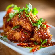 Crispy Boneless Stuffed Wings Thai Style with Sticky Umami Glaze