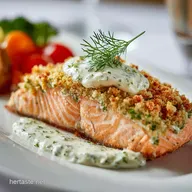 Easter Buffet: Elegant Crusted Salmon Side with Dill Cr&egrave;me Fra&icirc;che