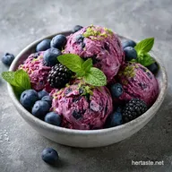 Blueberry Ice Cream with Fresh Berries
