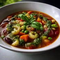 Summer Minestrone Soup Recipe: Light Veggies Pesto