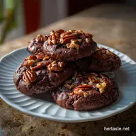 Fudgy Flourless Chocolate Pecan Cookies: Crisp
