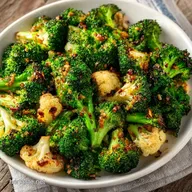 Garlic Broccoli and Cauliflower Roasted