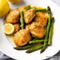 Garlic Butter Chicken Bites with Lemon Asparagus Quick Easy