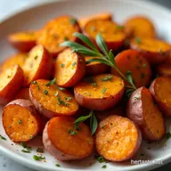 Properly Golden Garlic Butter Roasted Sweet Potatoes Recipe