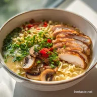 Creamy Garlic Chicken Ramen for 2 Servings