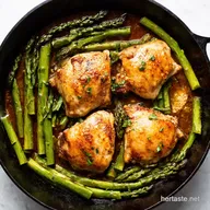 Garlic Herb Butter Chicken Thighs Asparagus One Pan Win