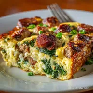 MakeAhead Keto Low Carb Breakfast Casserole Sausage Spinach