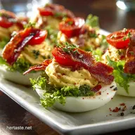 Loaded Deviled Eggs with Bacon Lettuce and Tomatoe: The Ultimate Brunch Upgrade