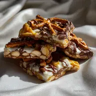 Marbled Peanut and Pretzel Bark: No Bake Perfection