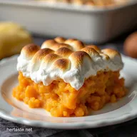 The Golden Spud Bake Creamy Sweet Potato Casserole with Marshmallows