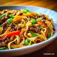 Mongolian Ground Beef Noodles Recipe in 20 Min
