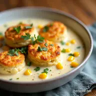 Creamy Old Bay Crabcake Corn Chowder with Cheddar Biscuits