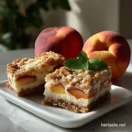 Delicious Peaches and Cream Bars | Velvety Filling