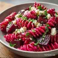 Galentines Party Food Idea Dinner with Pink Beet Pasta - Velvety & Tangy