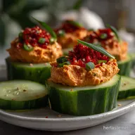RedPepper Hummus in Cucumber Cups Recipe | No-Cook Snack