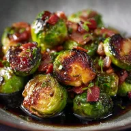 Seared brussel sprouts with bacon and balsamic Cri for the Ultimate Crunch