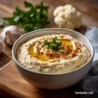 Silky Roasted Garlic Keto Paleo Cauliflower Hummus Recipe