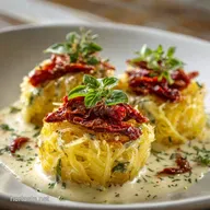 Sun Dried Tomato and Basil Stuffed Spaghetti Squas: Creamy Low-Carb
