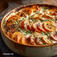 Sweet Potato Tian Creamy Gruy&egrave;re Bake (Easy Fall Recipe)