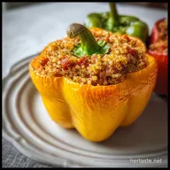 Healthy Easy Stuffed Bell Pepper Recipe with Ground Turkey and Quinoa: Oven-Only