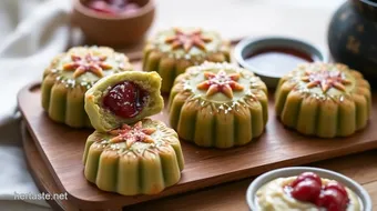 Bake Matcha Mooncakes with Red Bean Delight