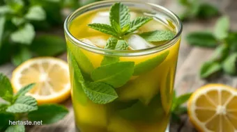 Brewed Iced Green Tea with Fresh Mint Flavor