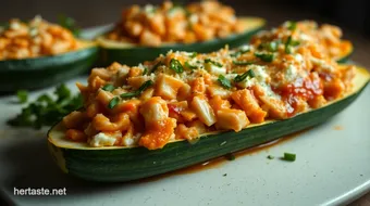 How to Make Buffalo Chicken Zucchini Boats: A Delicious Twist! recipe card