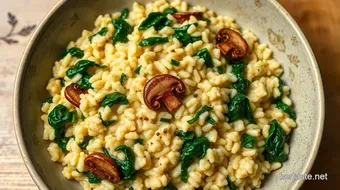 Comforting Dinner Recipes: My Creamy Mushroom & Spinach Risotto recipe card
