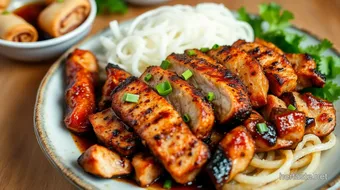 Grilled Pork with Crunchy Spring Rolls