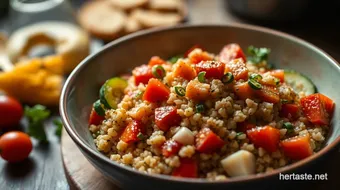 Delicious Gluten Free Dinner Recipes: Hearty Quinoa Veggie Bowl recipe card