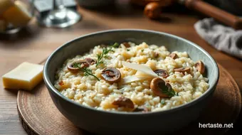 Luxurious Arborio Recipe: Creamy Mushroom and Parmesan Risotto recipe card
