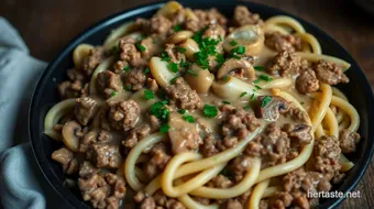 Quick & Creamy Ground Beef Stroganoff: The Perfect Weeknight Dish recipe card