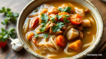 Simmered Canh Bun with Fresh Herbs Delight