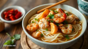 Simmered Noodles with Shrimp & Chicken Delight