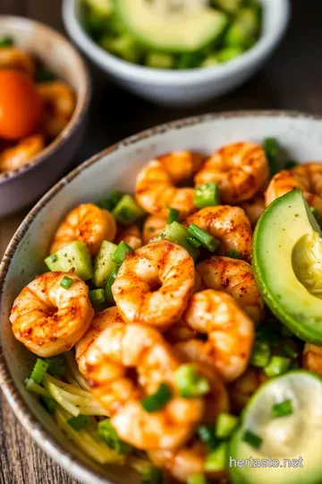 Blackened Shrimp Bowls with Zesty Avocado Salsa presentation