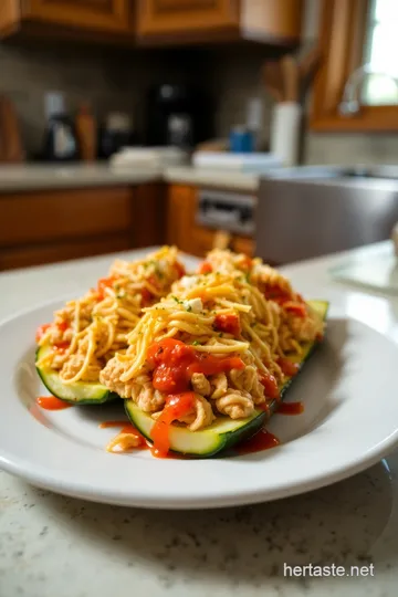 Buffalo Chicken Zucchini Boats steps